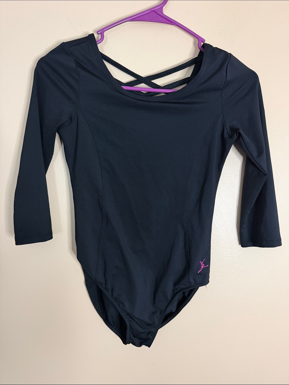 Capezio Black Girls' Long Sleeve Leotard with Crisscross Back Straps